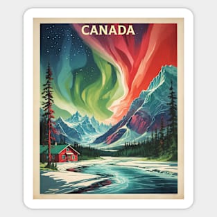 Canada Aurora Borealis Vintage Poster Tourism Art Sticker